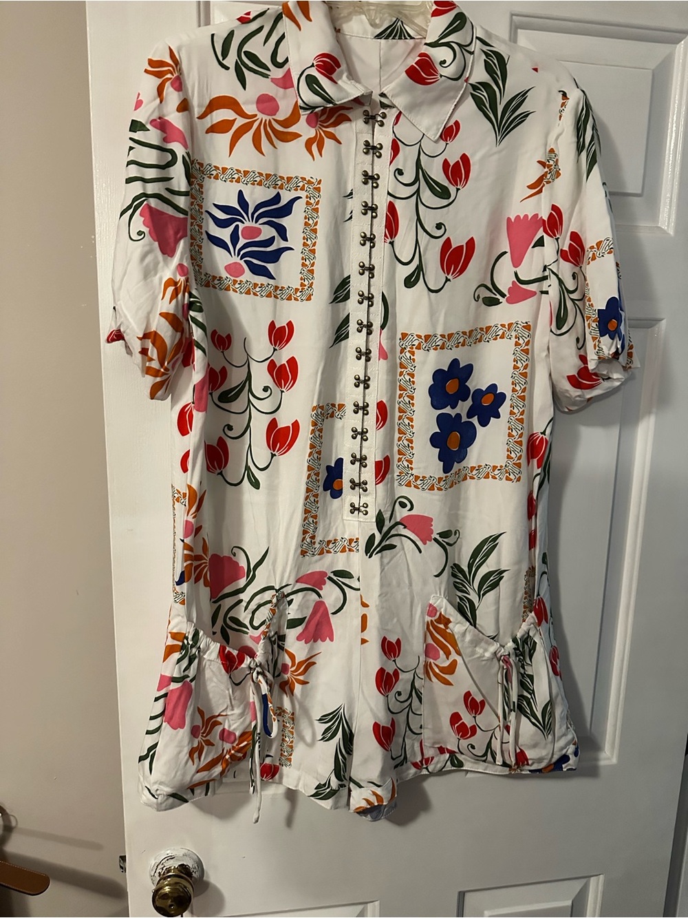 Floral Romper in White with Multicolor Blooms